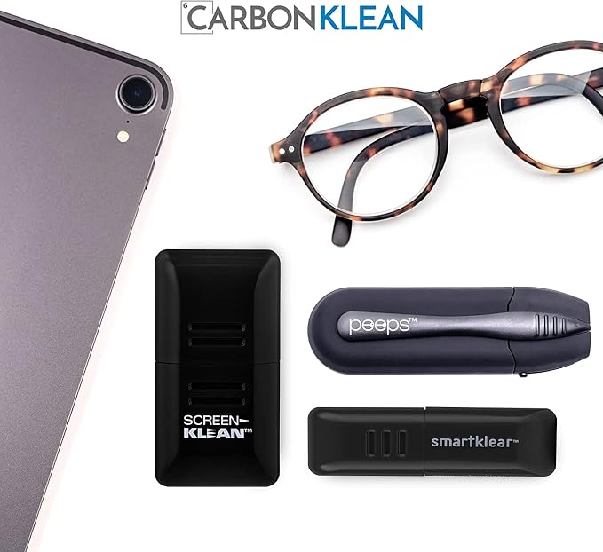 Peeps Lens Cleaner, Glasses Cleaning Tool, Soft Touch Black, 2 Count | With Brush, Portable & Reusable, Safe & Effective Carbon Microfiber, Leaves No Dust or Fingerprints, Streak Free