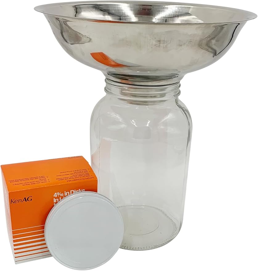 SS Strainers (Medium Strainer with Glass Jar Combo, 1 Gallon Jar Combo)