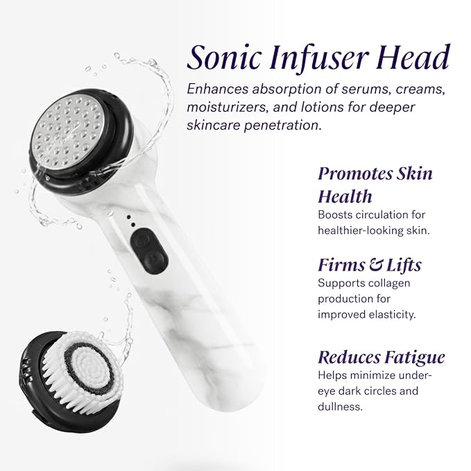 Michael Todd Beauty Soniclear Allure 2026 Readers Choice Winner Sonic (no Rotating) Facial Cleansing + Exfoliation Brush for Men/Women, Antimicrobial Protected Bristles, 4 speeds, Serum Infusion Head