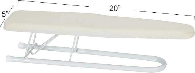 Household Essentials Basic Sleeve Mini Ironing Board | Natural Cover and White Finish | 4.5" x 20" Ironing Surface