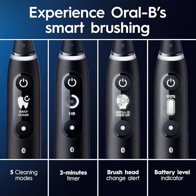 Oral-B iO Deep Clean + Protect Rechargeable Electric Toothbrush, Saphire Blue, iO Series 7, 2 Replacement Brush Heads, Charging Travel Case