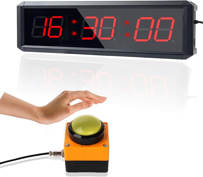 Fitness Timer with Stopwatch Button, Suitable for School/exam/Home Exercise/Gym/Gym SMAHEAT Electronic Fitness Timer (1.5 inch six-Digit All-red)
