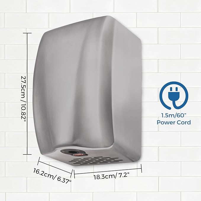 stardrix 2 Pack UL Approved Stainless Steel Bathroom Hand Dryer with HEPA Filter, Heavy Duty Automatic Electric High Speed Hand Dryer for Commercial Restroom, Brushed