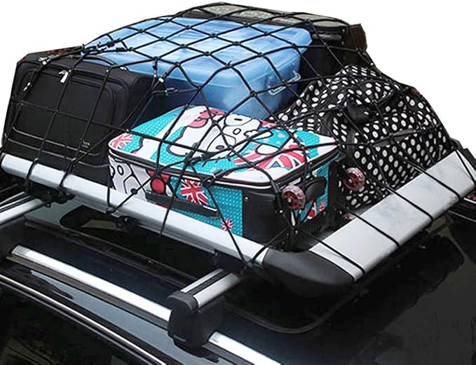 6' x 5' Heavy Duty Bungee Cargo Net Stretches to 12' x 10' -Latex Truck Bed Mesh with 12Pcs Free Adjustable Hooks for The Secure Carrying on Roof Luggage Rack,Cargo Carrier and Pickup Truck Bed
