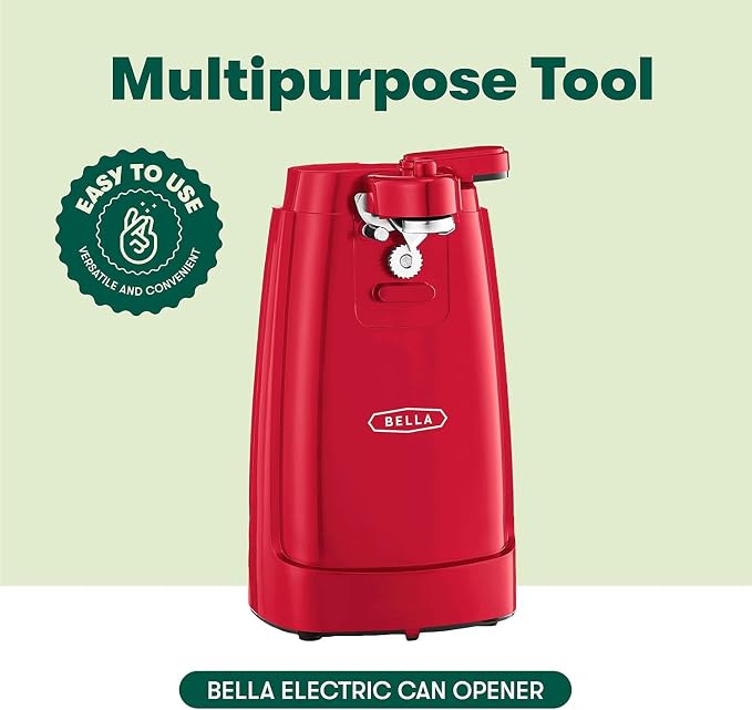 bella Electric Can Opener and Knife Sharpener, Red