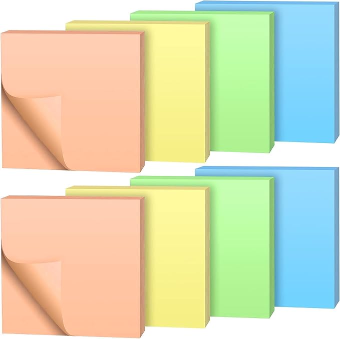 Trailmaker (100 Pack) Sticky Notes Bulk Set, 3x3 Self Stick Memo Pads with 100 Sheets Each, Sticky Notes for Classrooms, Offices, School Supplies & Organization (Assorted Colors)