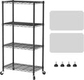 SINGAYE 4 Shelves Storage Wire Shelf Closet Metal Shelving Pantry Wheels | Shelf Bathroom Organizers Metal Kitchen Garage Shelving Unit Laundry Room Organization Home Rack Net Basket with Wheels