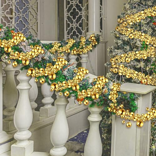2 Pcs 6 ft Christmas Ball Ornament Garland, Gold