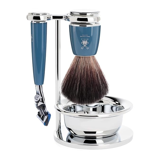MÜHLE RYTMO 4-Piece Black Fiber 5-Blade Razor Modern Luxury Wet Shaving Set - Perfect for Every Day Use, Barbershop Quality Close Smooth Shave