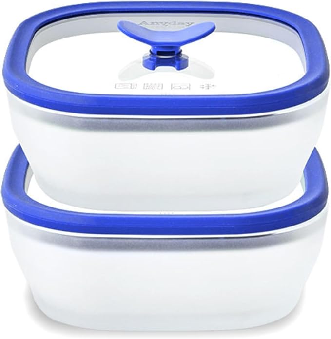 Anyday 2 Pack 2.5 Cup Glass Lunch Containers (Blueberry) | Microwavable, Microwave Safe, Bowls with Lids, for Work, Food Storage, Bento Box Meal Prep