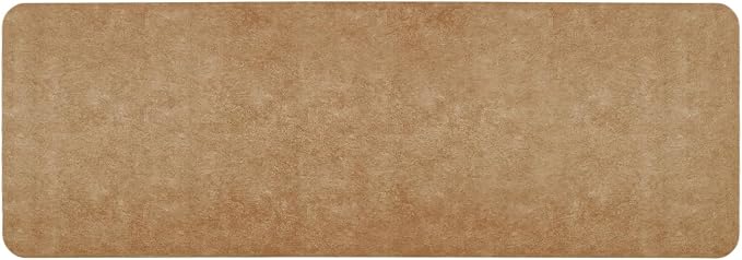 TYUU Bathroom Mat Quick Dry, Bathroom Rugs Non Slip Washable Thin Absorbent Bath Mat Fits Under Door Bathroom Floor Mat Perfect for Bath, Shower, or Sink 24"x70" Camel