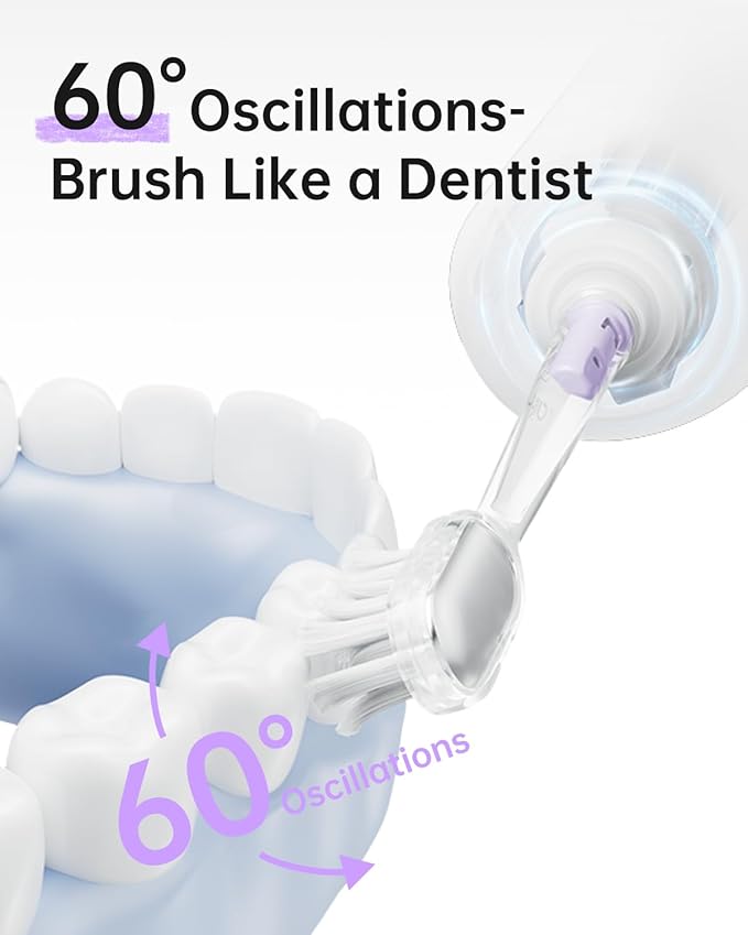 Laifen Wave Special Electric Toothbrush, Oscillation & Vibration Sonic Electric Toothbrush for Adults with App, 2 Brush Heads, IP68 Waterproof Travel-Friendly (Misty Lavender)