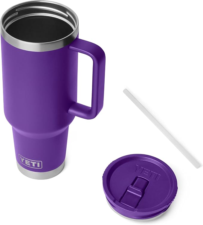 YETI Rambler 40 oz Travel Mug with Flip Straw Lid – Stainless Steel, Vacuum Insulated, Leakproof, Cup Holder Friendly, Pace Purple