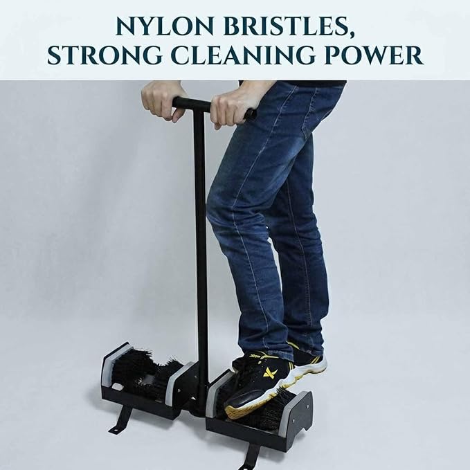 Boots Mud Cleaner Tool, Golf Shoe Cleaning Brush Stand with Handle, Heavy-Duty Bristles, Effective Mud Remover, Metal Frame, Nylon Brush, for Course & Home Use