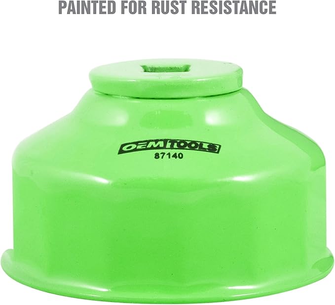 OEMTOOLS 87140 64mm 14 Flute Oil Filter Wrench, Green, 3/8 in Drive, Prevents Slippage, Wide Compatibility