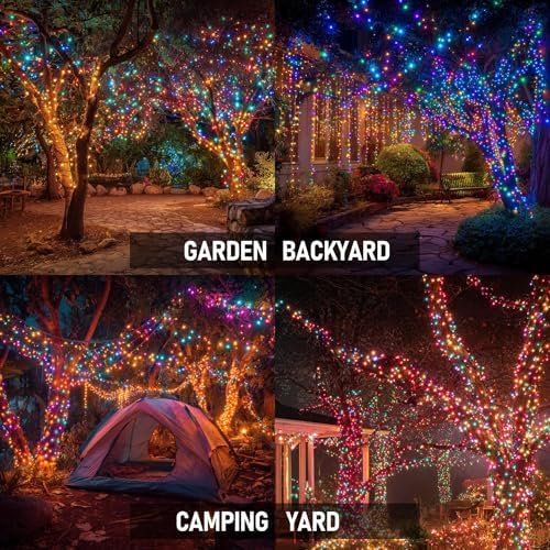 TW SHINE Christmas Lights, 600 LED 196FT Christmas String Lights Plug-in with 8 Modes Timer and Remote, Waterproof Outdoor Decorations for Bedroom Wedding Party Yard Tree Decor, Multi-Colored