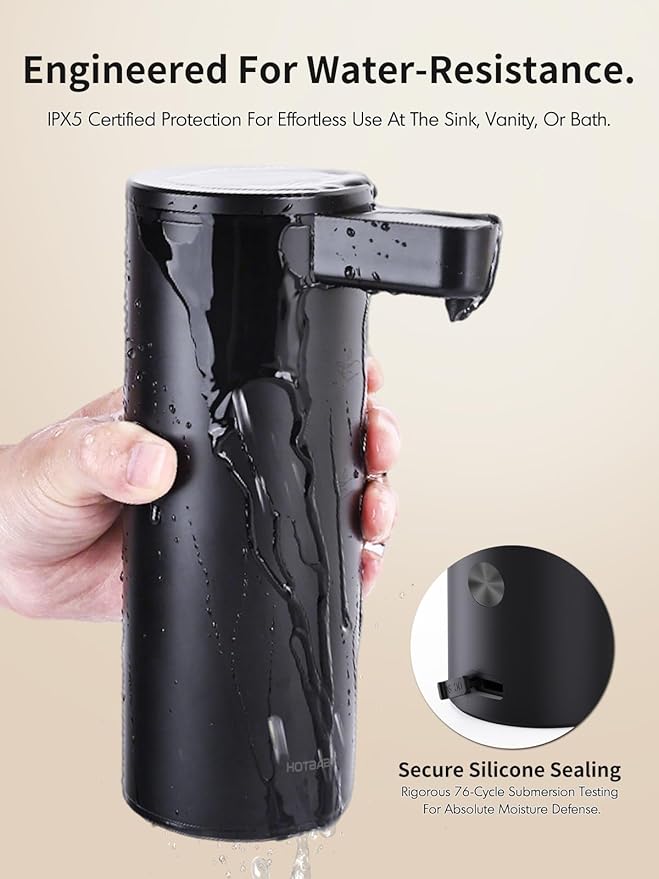 Automatic Liquid Soap Dispenser Touchless: Liquid Hand Soap Dispenser Stainless Steel - Free Touch Electric Soap Dispenser Rechargeable with Sensor for Bathroom, Commercial (Black)