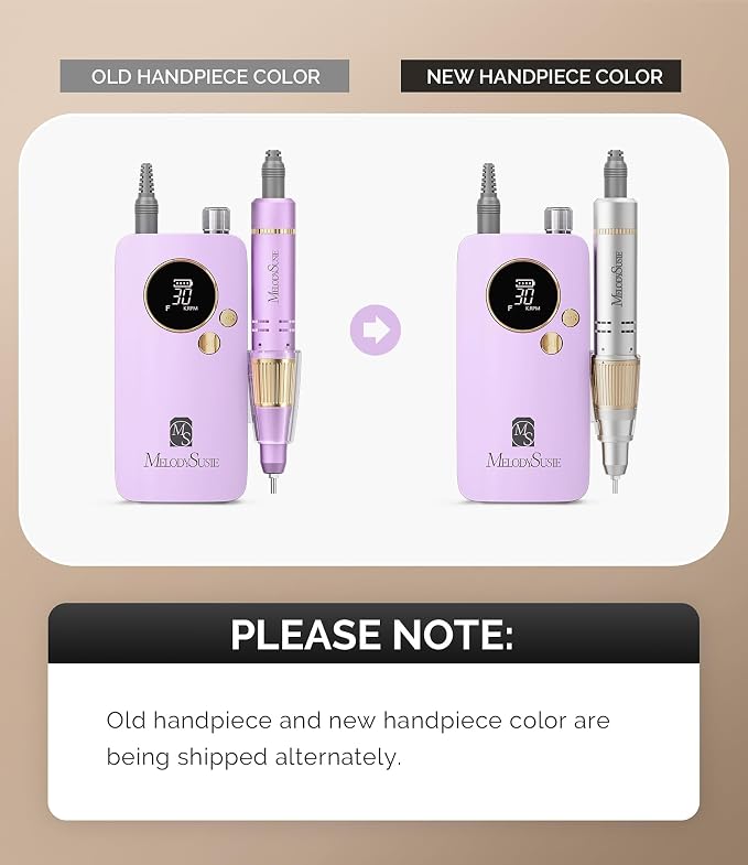 MelodySusie Entry-Level Clip-On Rechargeable Nail Drill, SC320F 30000RPM E-File with Pastel & Colorful Design for Manicure Shaping & Gel Removal, Ideal for Training, Nail Art Practice & Home Use.