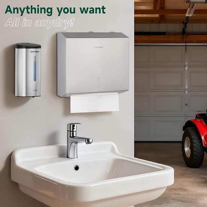 anydry Touchless Automatic Liquid Soap Dispense Wall Mount 25oz Large Capacity Stainless Steel for Commercial (Brushed)