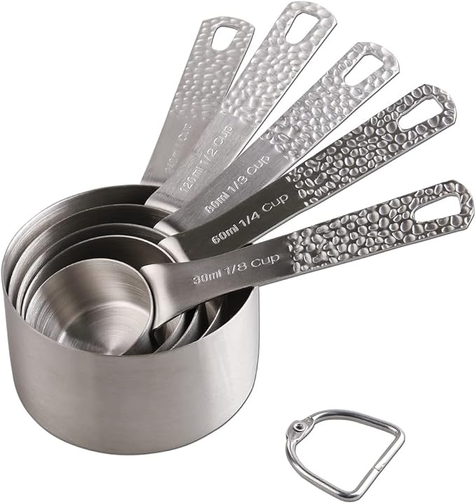 Measuring Cups and Spoons Set, 18/8 Stainless Steel Measuring Cups and Spoons Set for Baking & Kitchen, Metric & US Metal Measure Cup and Spoon for Dry & Liquid