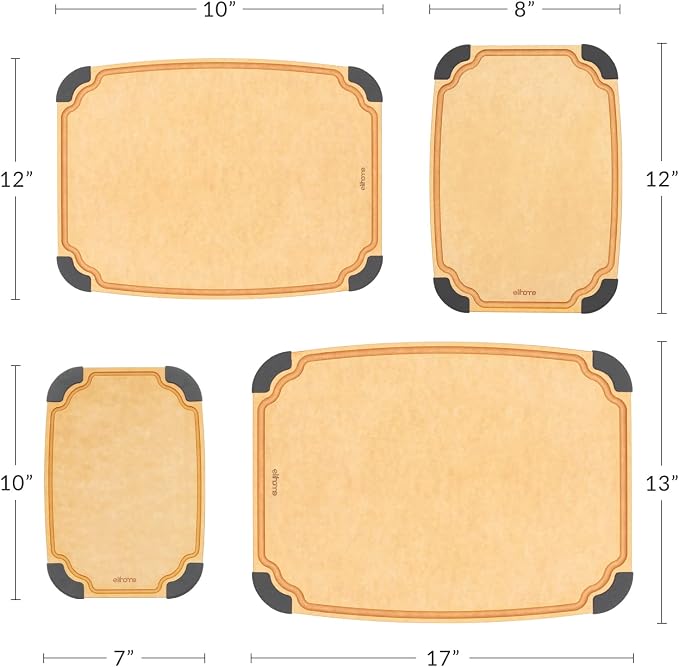 Essential Series Cutting Board for Kitchen- Natural Wood Fiber Composite, Dishwasher Safe, Eco-Friendly, Juice Grooves, Non-slip Feet, Non-Porous, Reversible, BPA Free, Large- 14" x 10")