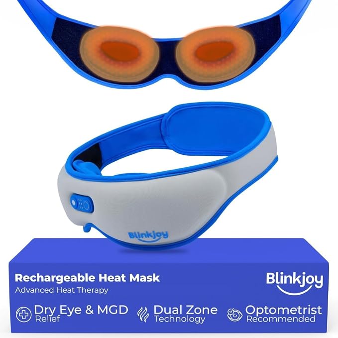 Blinkjoy Rechargeable Heated Eye Mask for Dry Eyes – Cordless Warm Compress for MGD, Styes & Eye Strain – Optometrist Recommended for Dry Eye Relief