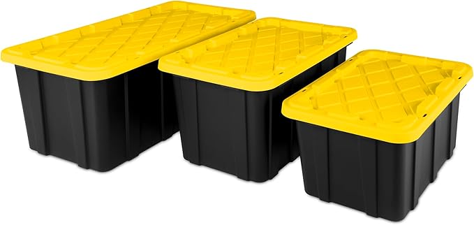 Sterilite 24-Pack Industrial Tote, Plastic Storage Container Bins with Lids, 17 Gallon - Heavy-Duty Organizing Containers for Closet, Bathroom, and Office