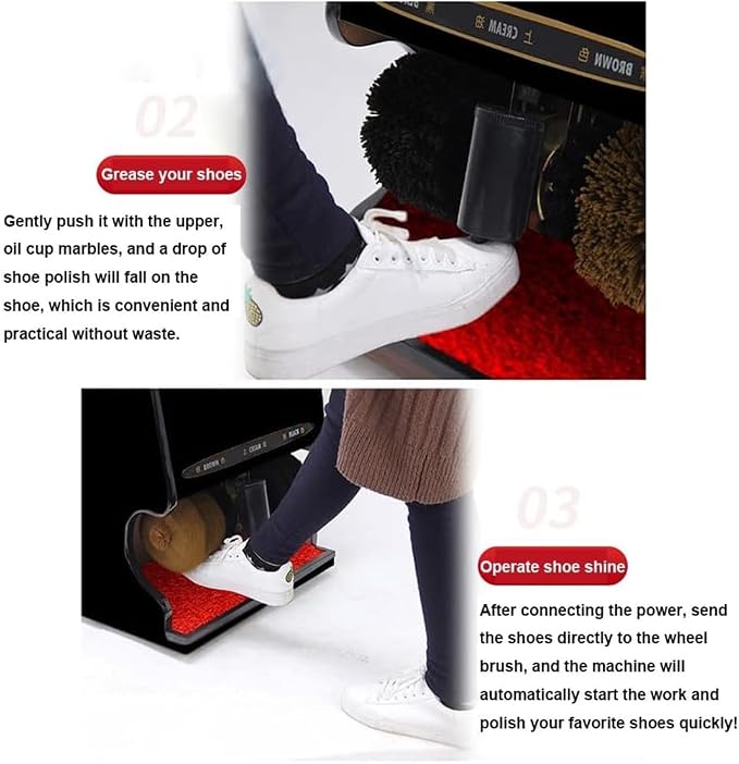 Fully Automatic Shoe Polisher, Household Electric Shoe Brush Machine, Hotel Stainless Automatic Machine for Boots Cleaning/Polishing (Black)