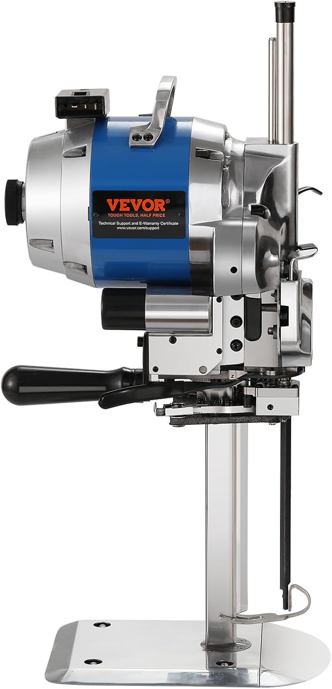 VEVOR Fabric Cutter, 750W High-Speed Straight Knife Cloth Cutting Machine, 9.8" Alloy Steel Blade, Industrial Fabric Cutting Machine with Automatic Knife Sharpen, for Multilayer Fabric Leather Cloth