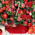 XmasExp Christmas Tree Collar, 33.5 inch Sequin Tree Skirt Stand Base Cover for Home Decor, Large Size 6 Piece, Red