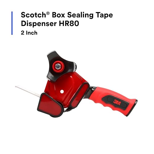 3M Scotch Box Sealing Tape Dispenser HR80, Portable, Hand-Held, High-Impact Plastic, 2 in