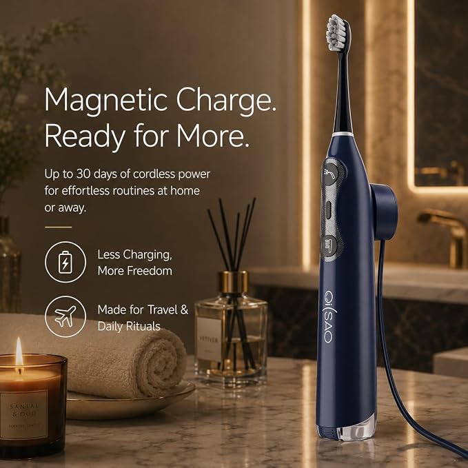Electric Toothbrush with Water Flosser for Adults, Sonic & Cordless 3-in-1 | Sonic Brush & Floss Combo,30-Day Battery,3 Floss+3 Brush Modes,Braces Friendly, Sensitive Gums,5 Brush Heads