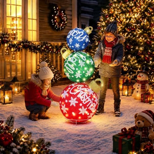 40In Extra Large Lighted Christmas Ball Ornaments with Timer&Remote Control