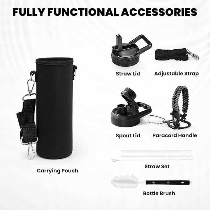 RAYMYLO Insulated Water Bottle 20 oz, Triple Wall Vacuum Stainless Steel (Cold for 24Hrs, Hot for 12Hrs), Leak Proof & Non-BPA, Modern Water Bottle Jug for School with Straw Spout Lids
