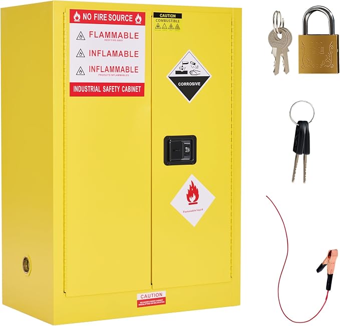 SPECRAFT 30-Gallon Flammable Safety Cabinet | 44 x 31 x 18 In, Cold-Rolled Steel, Adjustable Shelving, OSHA and CE Certified, for Industrial, Commercial and Lab Use