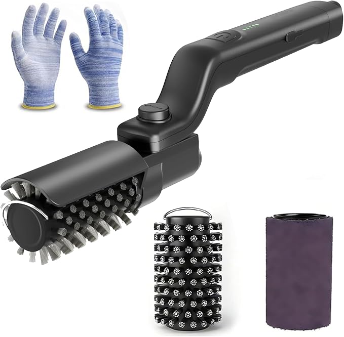 Electric Grill Brush Rechargeable for Outdoor Grill,3-Speed Rotary BBQ Cleaning Tool with 180° Adjustable Head,Stainless Steel Wire Automatic Grill Cleaner,No Bristle Shedding for Outdoor Camping
