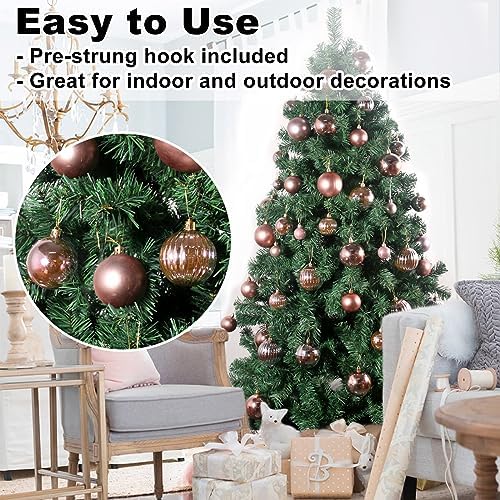 Rose Gold 2.5" Christmas Balls Christmas Tree Decoration Ornaments Shatterproof Hanging Balls for Birthday Halloween Holiday Wedding Decorations Set of 10pcs