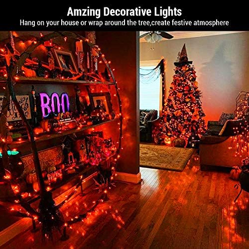 BrizLabs Orange Lights 150 Count 34.8ft Incandescent Halloween Light String
