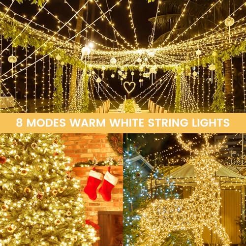 2 Pack 100 LED Battery Operated String Lights, 8 Modes Twinkle Fairy Lights
