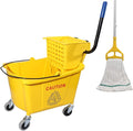 Midoneat Commercial Mop Bucket with Wringer on Wheels, 35Qt,Yellow | Including One Commercial Mop