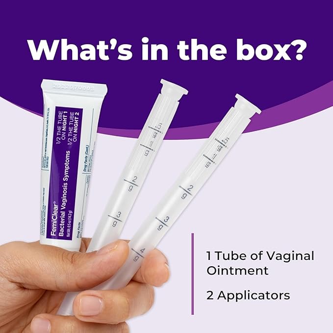 FemiClear Bacterial Vaginosis Symptoms Ointment, 2-Day Dose, 0.5 Oz, Fast-Acting Vaginal Relief for Odor, Itching & Discharge, Supports pH Balance & Vaginal Health, All-Natural & Organic Ingredients