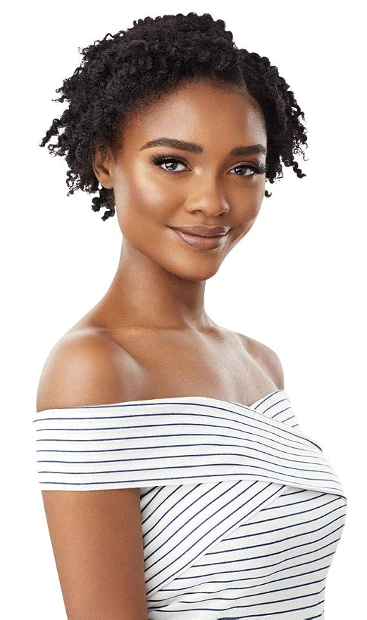 Outre BIG BEAUTIFUL HAIR CLIP-IN Blends Perfectly w/Curly & Textured Hair Creates Longer Fuller Looks 100% Human Hair Premium Blend Limitless Quick Styling - 4C CORKSCREW AFRO (2T1/BU)