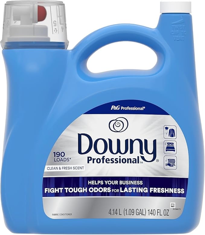 Downy Fabric Softener, Bulk Liquid Fabric Conditioner for Commercial & Residential Washing Machines, 190 loads, Clean & Fresh Scent, 140 fl oz