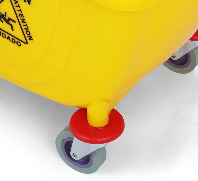 Simpli-Magic 79358 Commercial Mop Bucket with Side Press Wringer, 26 Quart, 14.75"L x 12.95"W x 19.95"H, Yellow
