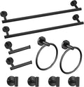 Cilee 10-Piece Matte Black Bathroom Accessories Set, 16 inch Towel Rack + Towel Ring + Robe Towel Hook + Toilet Paper Holder for Bathroom Wall, Stainless Steel Towel Bar