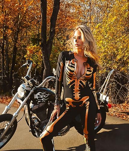 Tipsy Elves Sexy Halloween Skeleton Bodysuit for Women - One Piece Costume