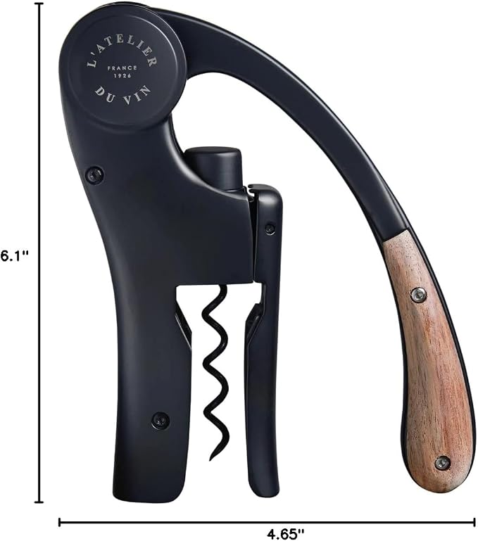 L’Atelier du Vin Oeno Motion Black & Wood Lever Corkscrew | Luxury Wine Bottle Opener Premium Gift Box Hand Made Wine Tasting Accessories, Sommelier, Bartenders, Table Centerpiece Designed In France