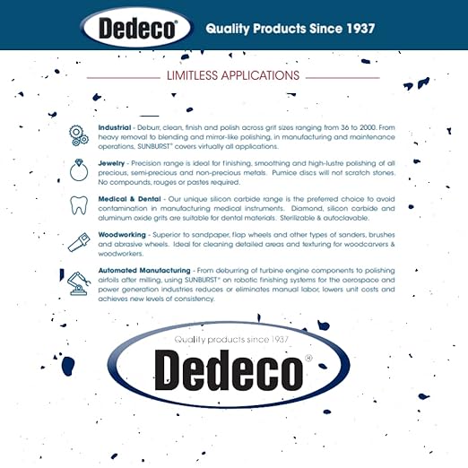 Dedeco Sunburst Radial Bristle Discs 48-Pack - 5/8" Curved - Blue 400 Grit (Fine) - Aluminum Oxide for Polishing & Finishing