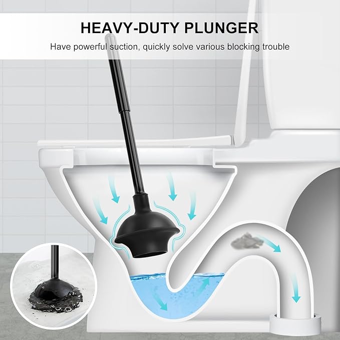 SetSail Toilet Brush and Plunger Set, 2 Packs Semi-Hidden Toilet Plungers Heavy Duty Toilet Bowl Brush and Holder for Bathroom Toilet Plunger and Brush Set for Deeply Cleaning 2 Packs - Black