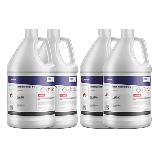 Alliance Chemical - Sodium Hypochlorite 10% - 4 Gallon Case - Water Treatment, Pool Treatment, Bleaching (NaOCl) | CAS 7681-52-9